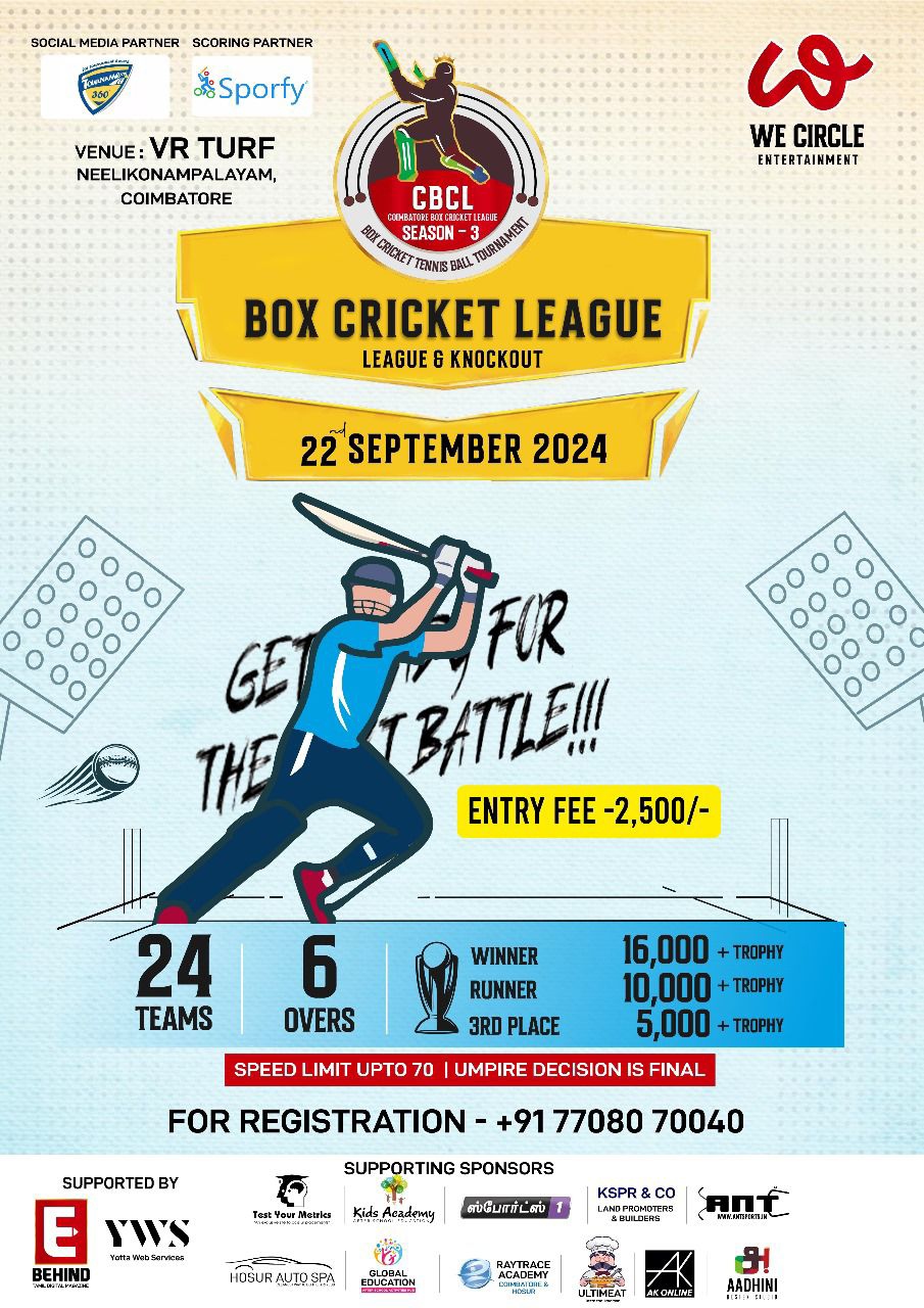 Coimbatore Box Cricket League Season 3