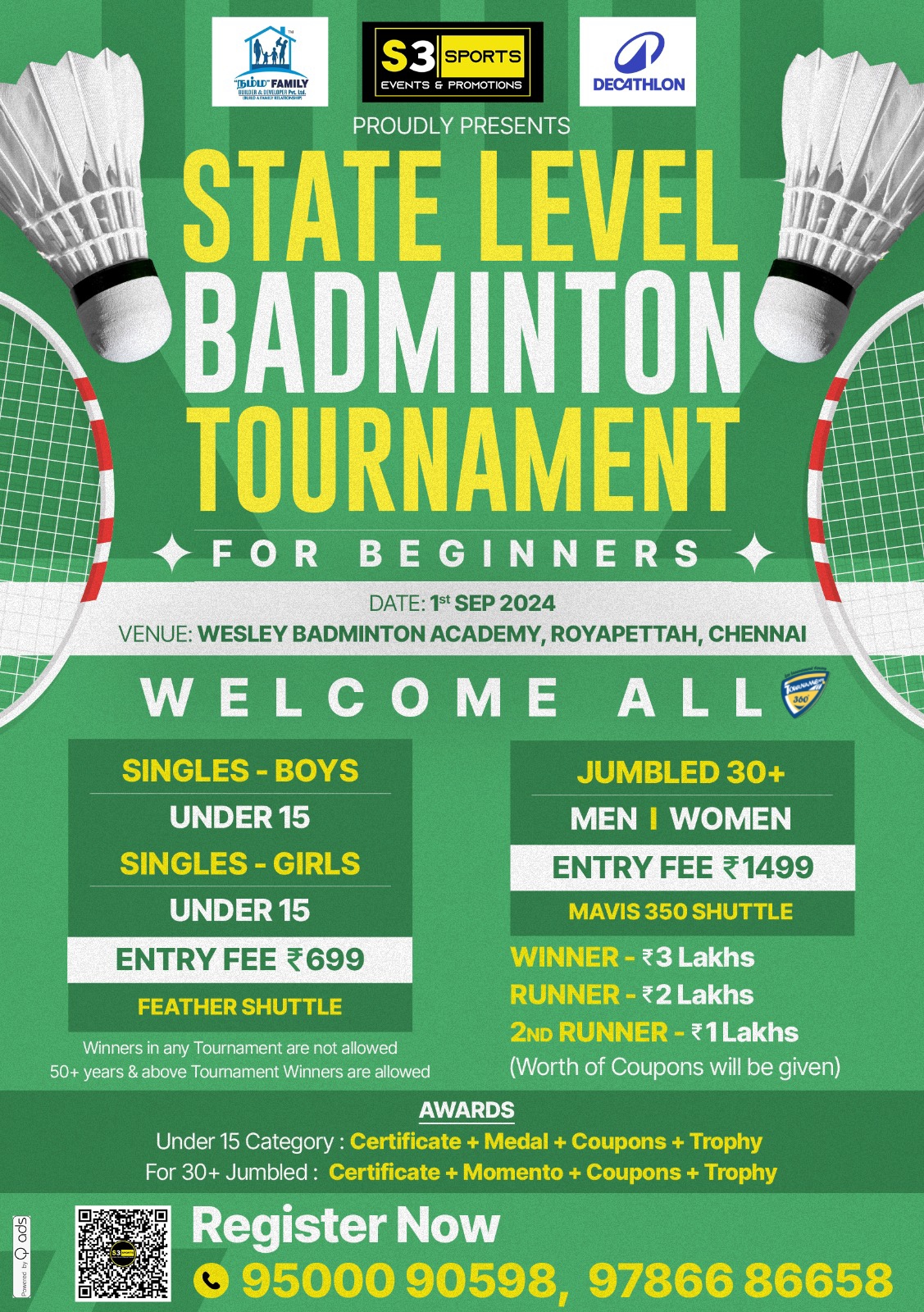 Beginners State Level Badminton Tournament